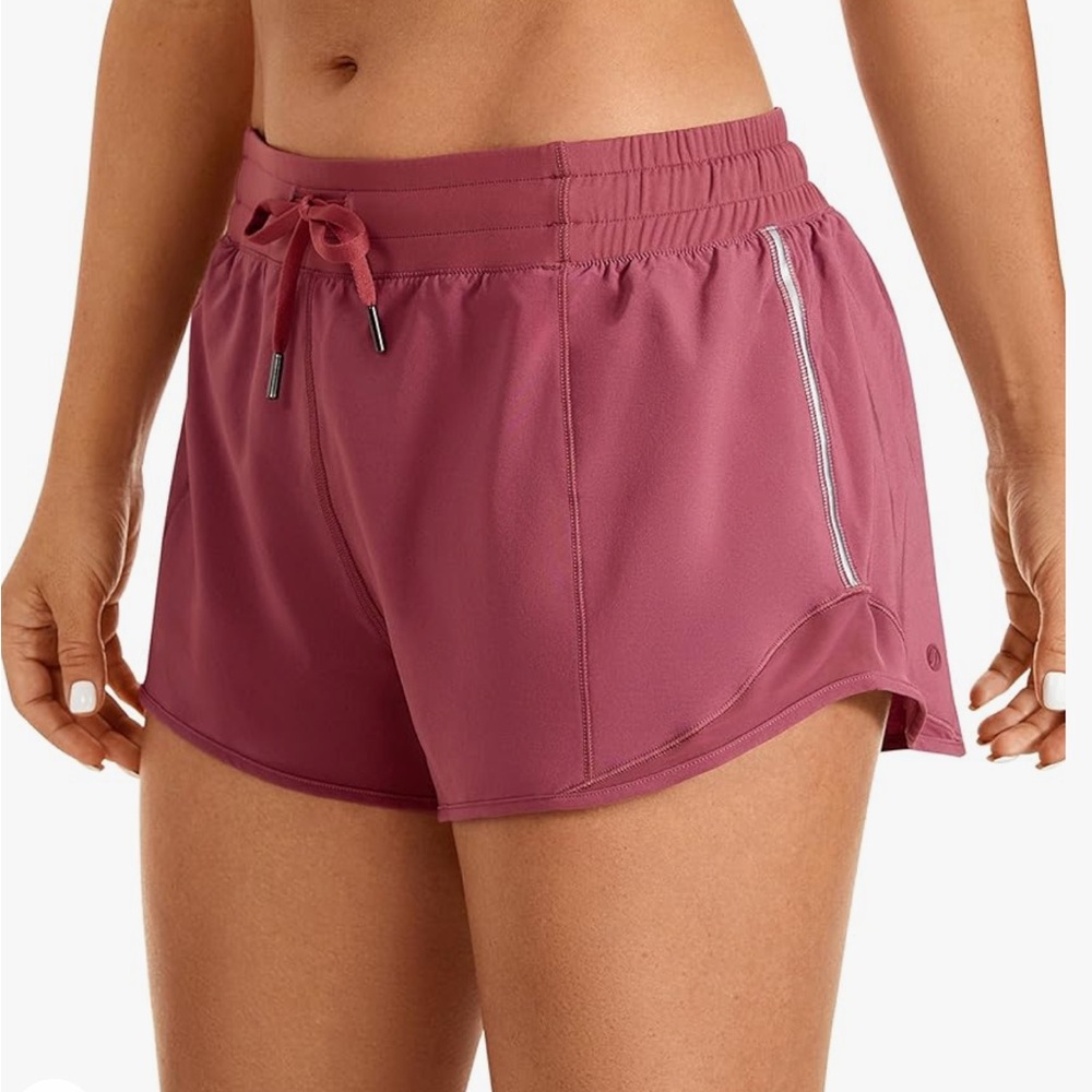 CRZ YOGA Athletic Shorts for Women with Zip Pocket, 2.5"/4" Mid Waist Mesh